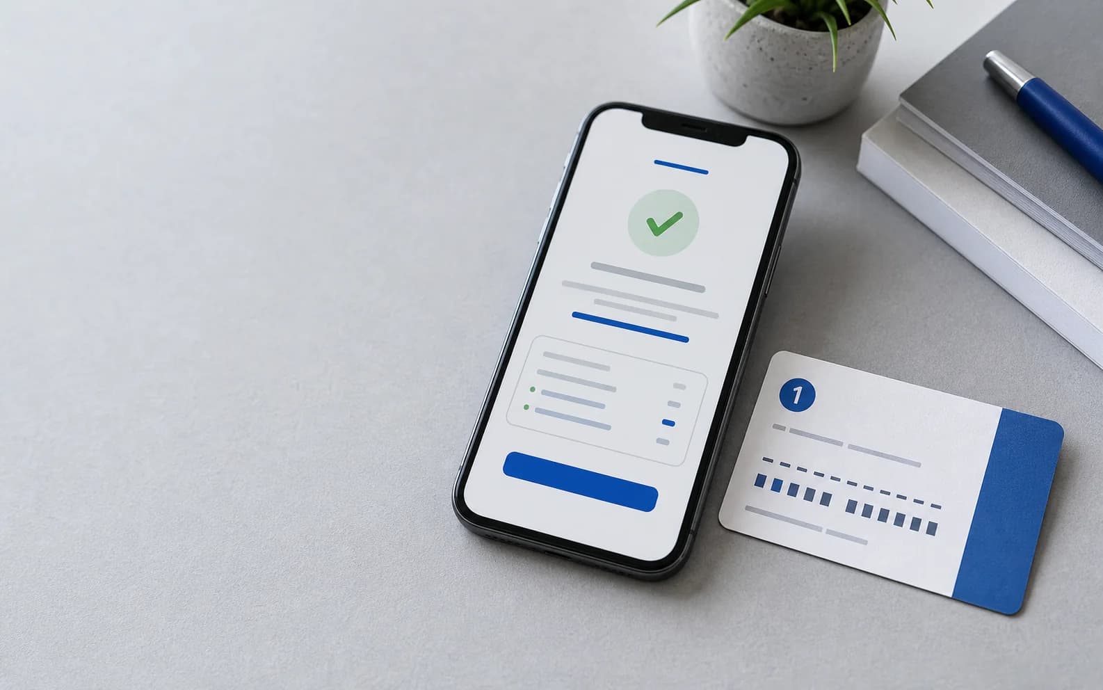 Markasız bir telefon ekranında ödeme onayı ve yanında kampanya referans kartı